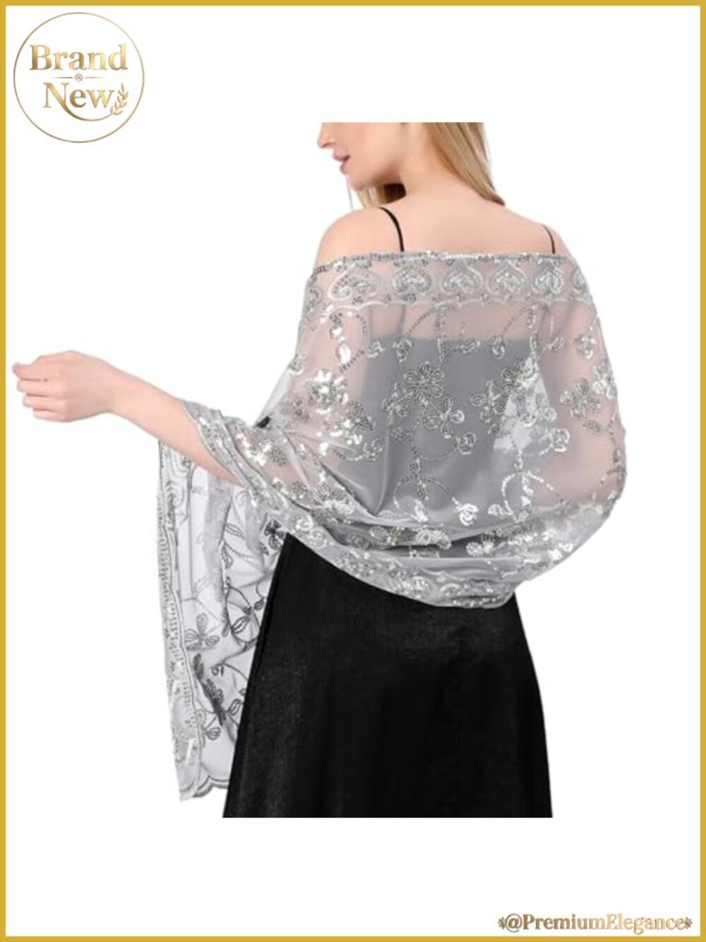 Sparkly Shawl Wrap Women Evening Dress Wedding Scarf Polyester Lightweight